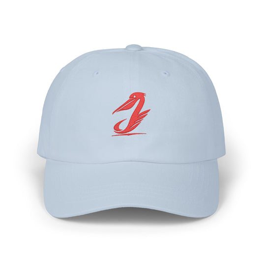 Dad Cap - Red Brushstroke Pelican Logo Embroidered Hat
