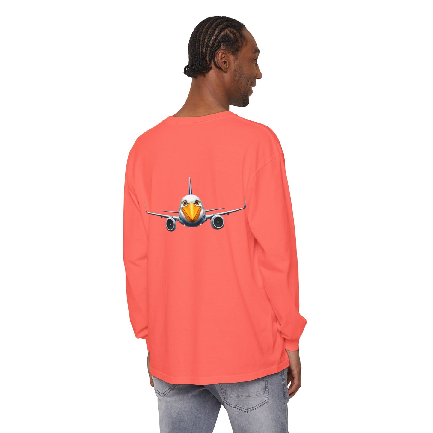 Jetstream Plane Long Sleeve Tee — Front Logo & Front-Facing Jet Graphic