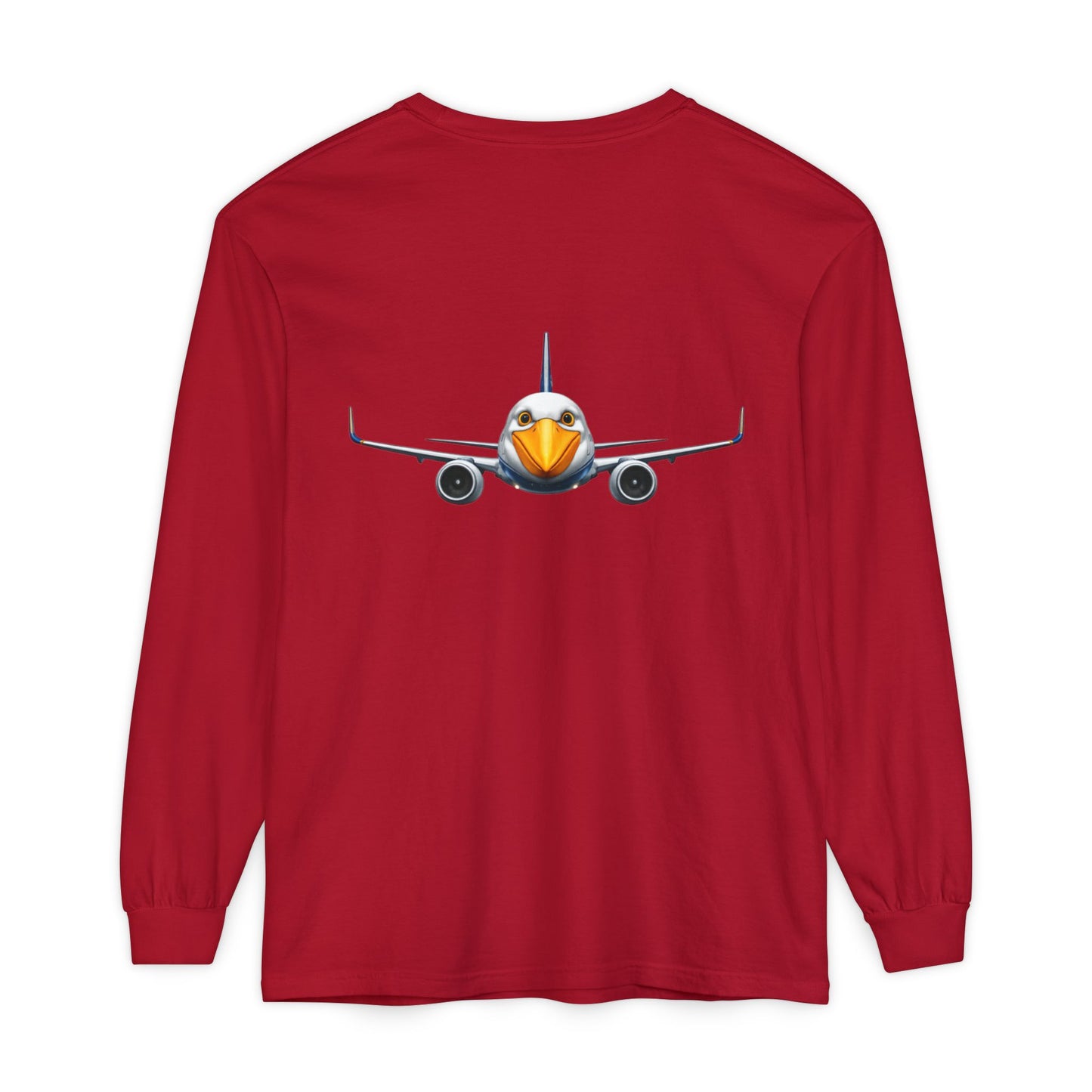Jetstream Plane Long Sleeve Tee — Front Logo & Front-Facing Jet Graphic