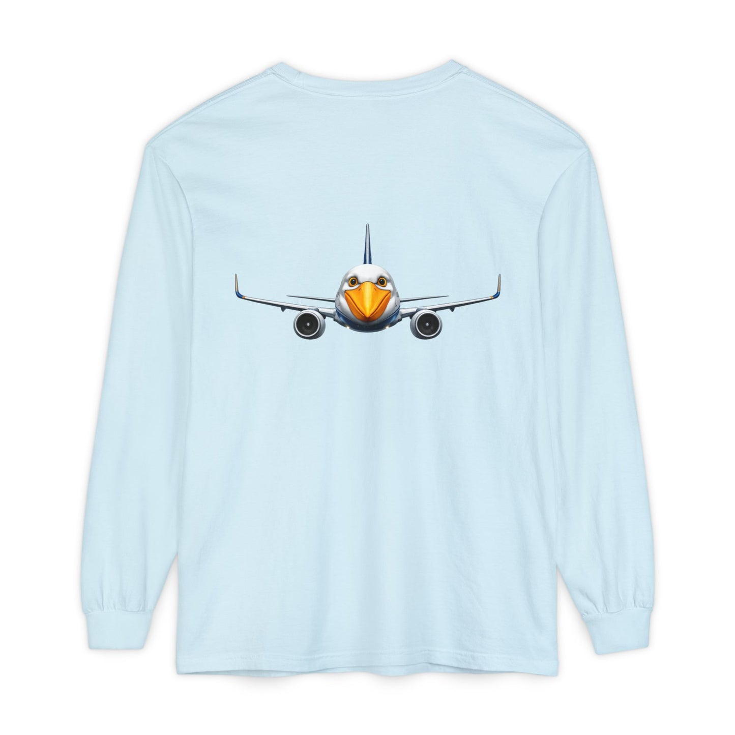 Jetstream Plane Long Sleeve Tee — Front Logo & Front-Facing Jet Graphic