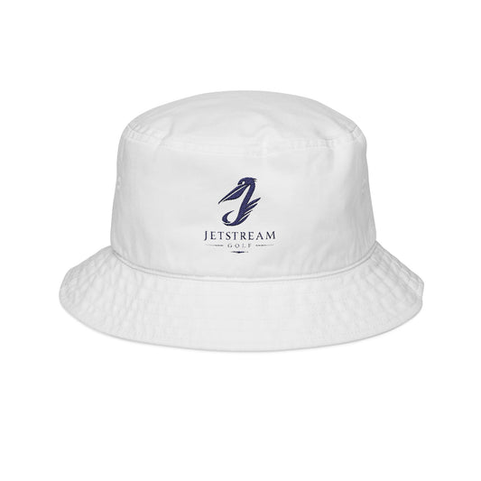 Jetstream Golf Embroidery Bucket Hat | White Cotton