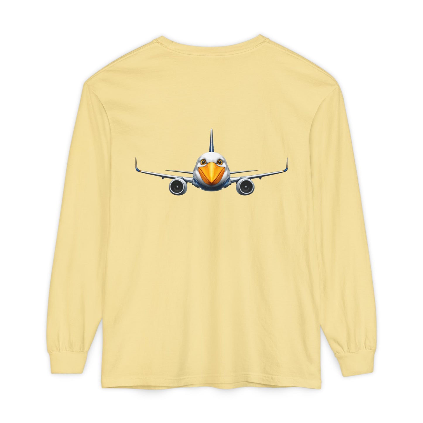 Jetstream Plane Long Sleeve Tee — Front Logo & Front-Facing Jet Graphic