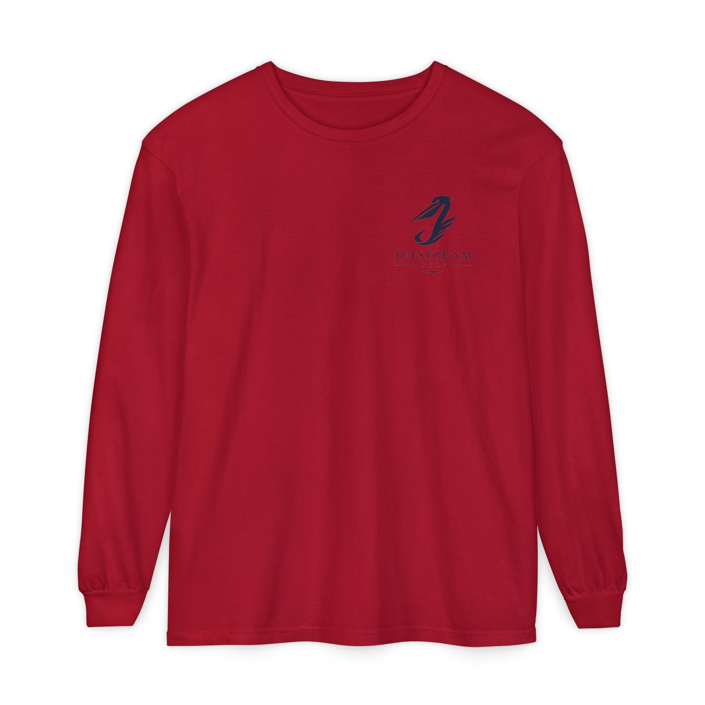 Jetstream Plane Long Sleeve Tee — Front Logo & Front-Facing Jet Graphic