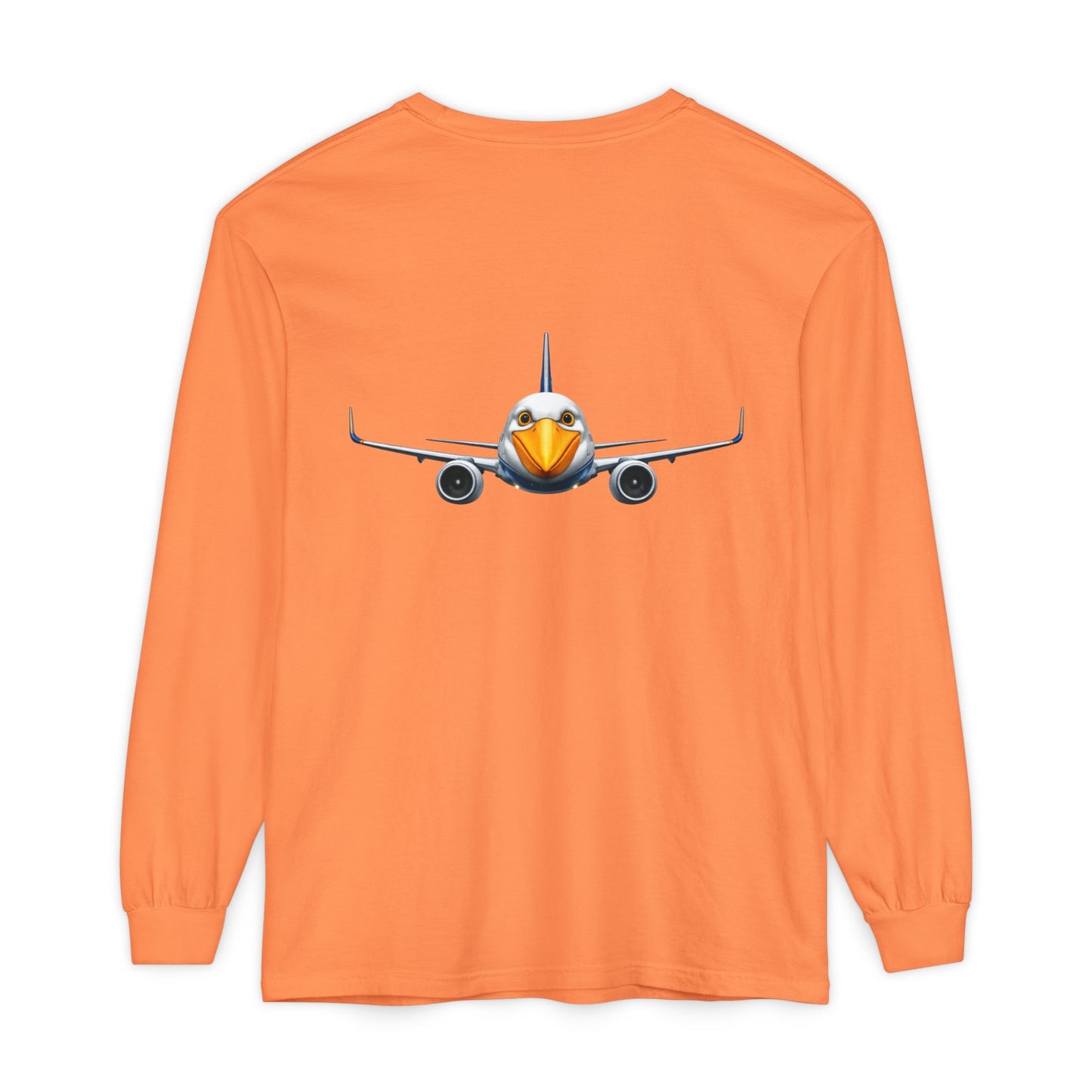 Jetstream Plane Long Sleeve Tee — Front Logo & Front-Facing Jet Graphic
