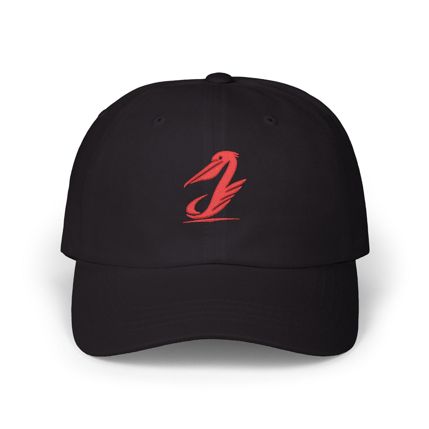 Dad Cap - Red Brushstroke Pelican Logo Embroidered Hat
