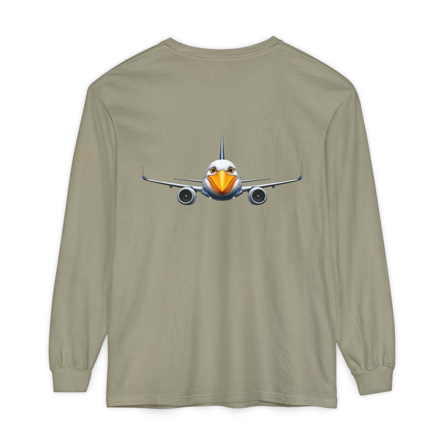 Jetstream Plane Long Sleeve Tee — Front Logo & Front-Facing Jet Graphic