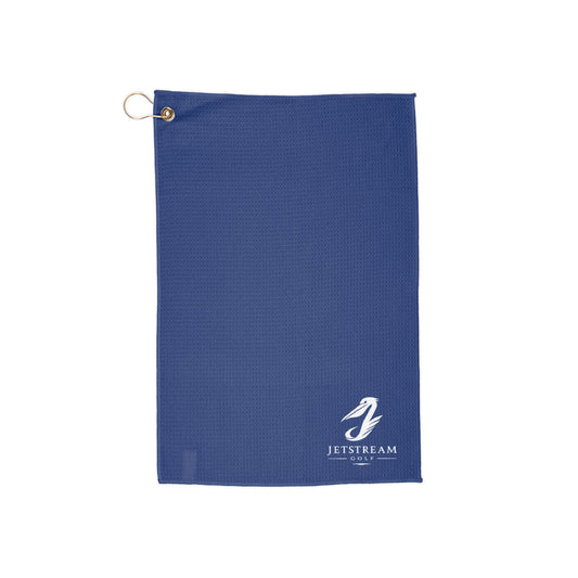 Embroidered Golf Towel with Clip — Lightweight Waffle Microfiber (Navy or White)