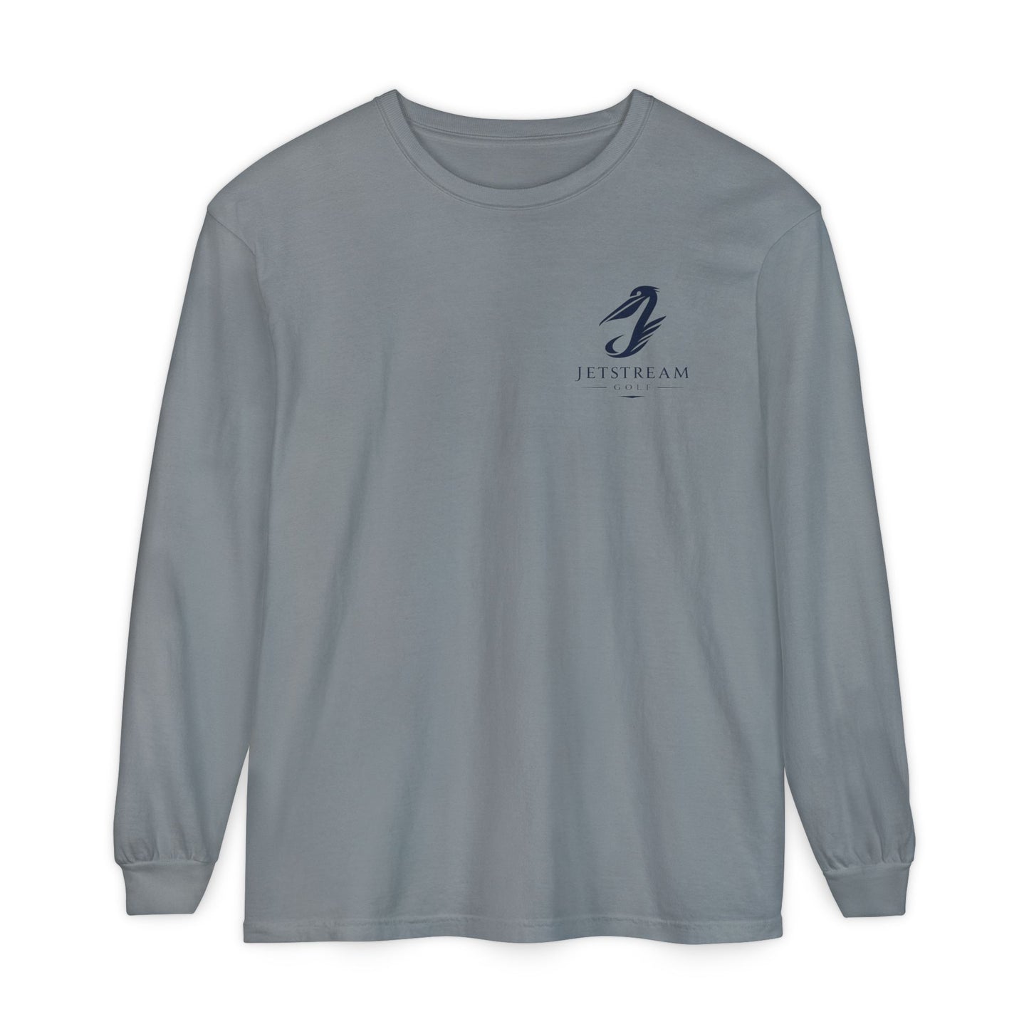Jetstream Plane Long Sleeve Tee — Front Logo & Front-Facing Jet Graphic