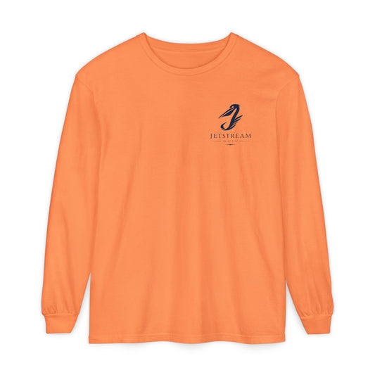Jetstream Plane Long Sleeve Tee — Front Logo & Front-Facing Jet Graphic