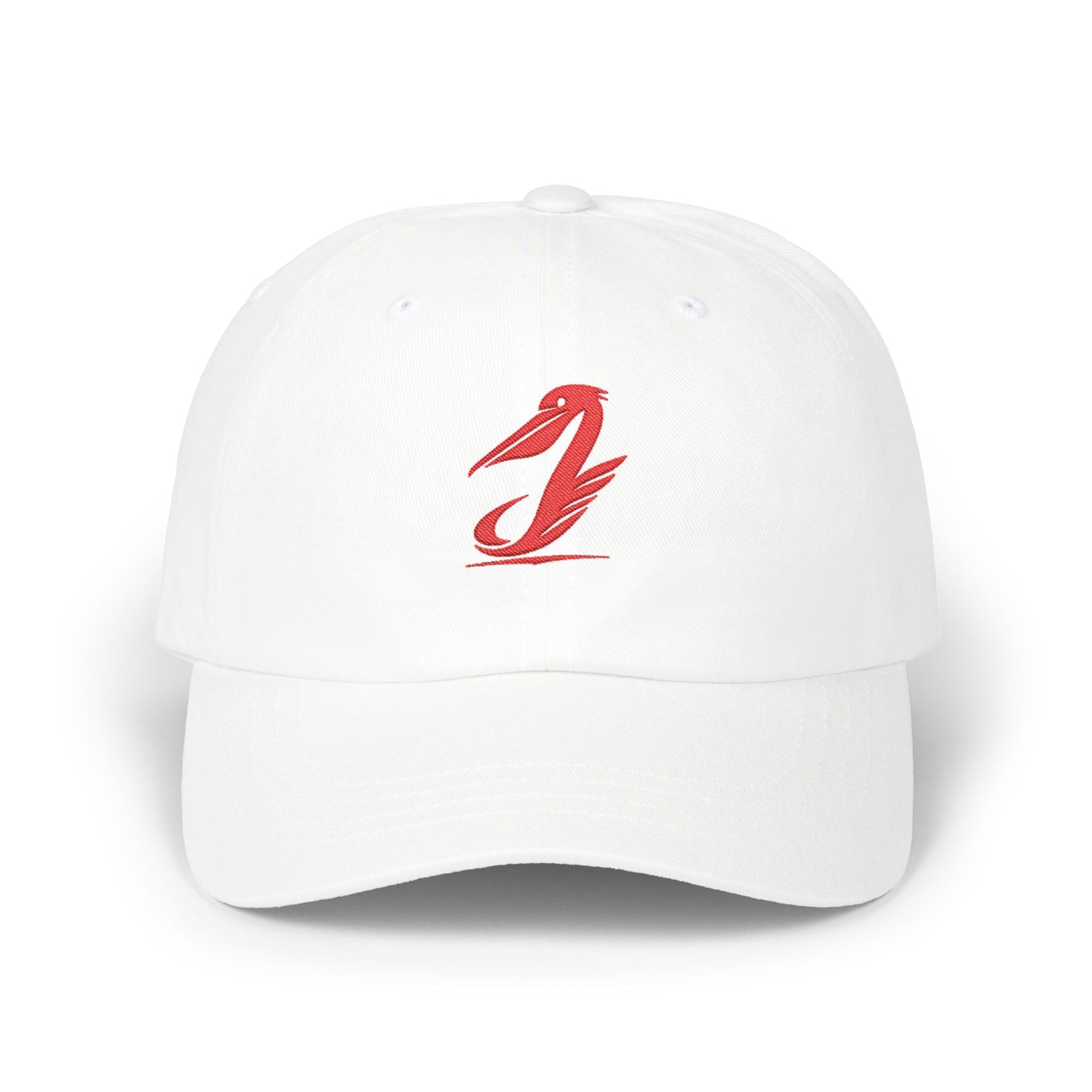 Dad Cap - Red Brushstroke Pelican Logo Embroidered Hat