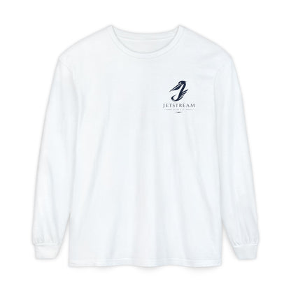 Jetstream Plane Long Sleeve Tee — Front Logo & Front-Facing Jet Graphic