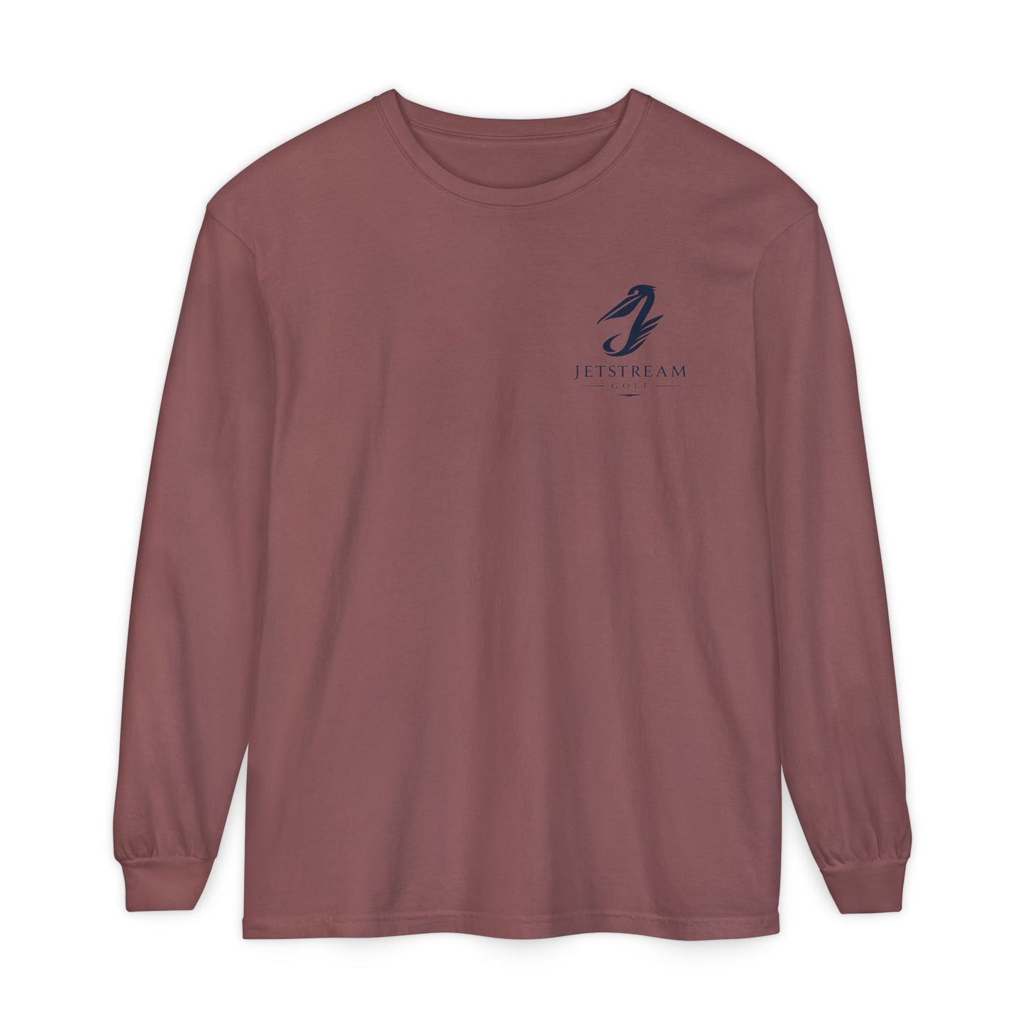Jetstream Plane Long Sleeve Tee — Front Logo & Front-Facing Jet Graphic