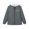 Windbreaker Jacket — Minimal Gray Hooded Windbreaker with Subtle 'Jetstream' Logo