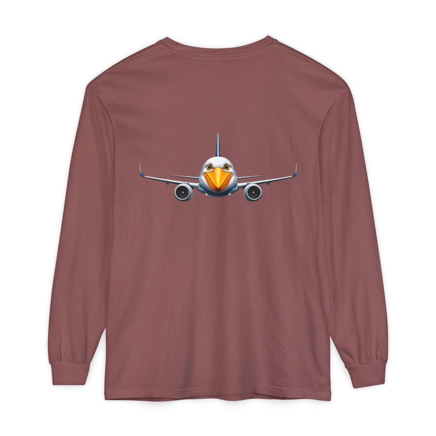Jetstream Plane Long Sleeve Tee — Front Logo & Front-Facing Jet Graphic
