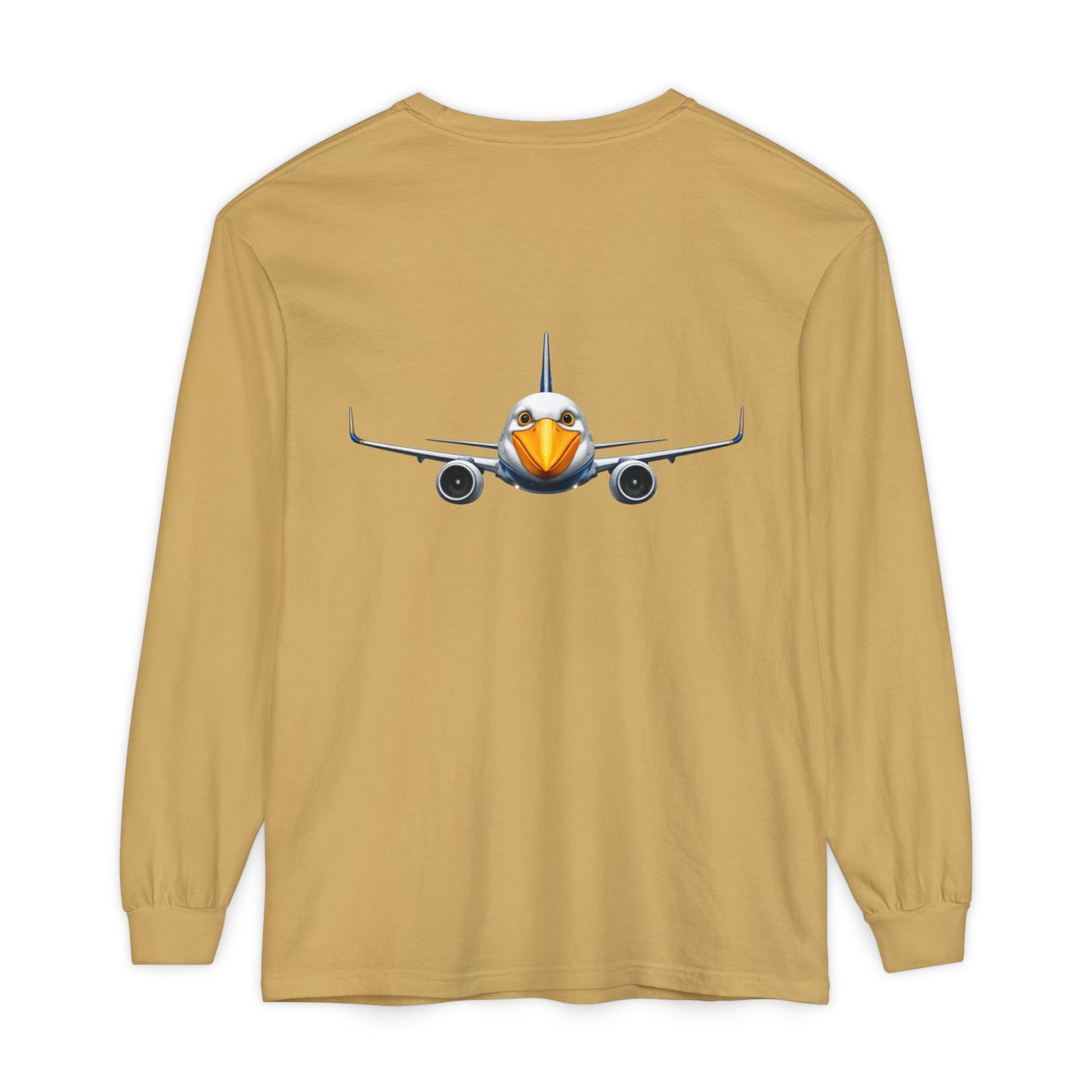 Jetstream Plane Long Sleeve Tee — Front Logo & Front-Facing Jet Graphic