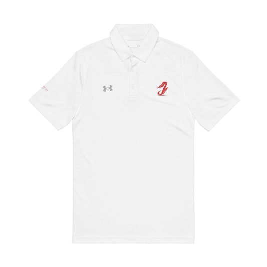 White Embroidered Anchor Polo Shirt — Men's Performance Under Armour