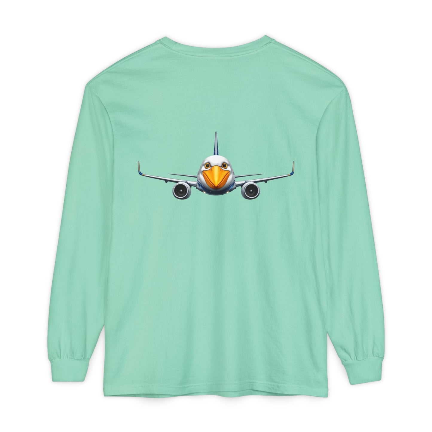 Jetstream Plane Long Sleeve Tee — Front Logo & Front-Facing Jet Graphic