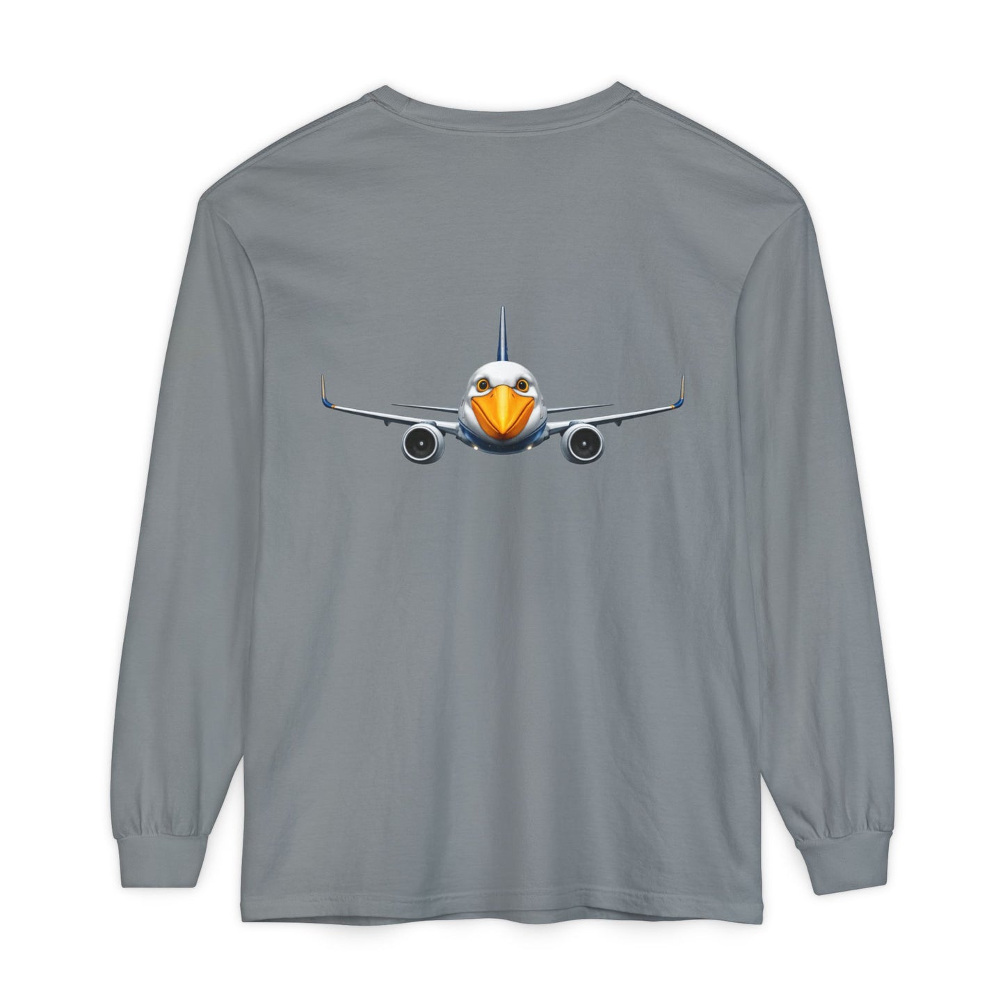 Jetstream Plane Long Sleeve Tee — Front Logo & Front-Facing Jet Graphic