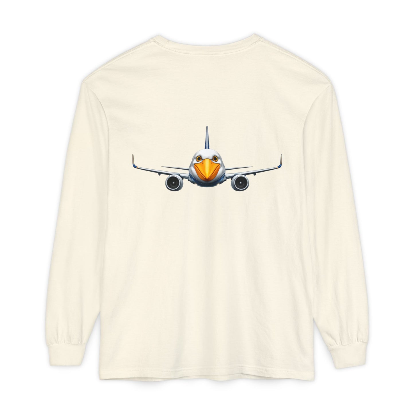 Jetstream Plane Long Sleeve Tee — Front Logo & Front-Facing Jet Graphic