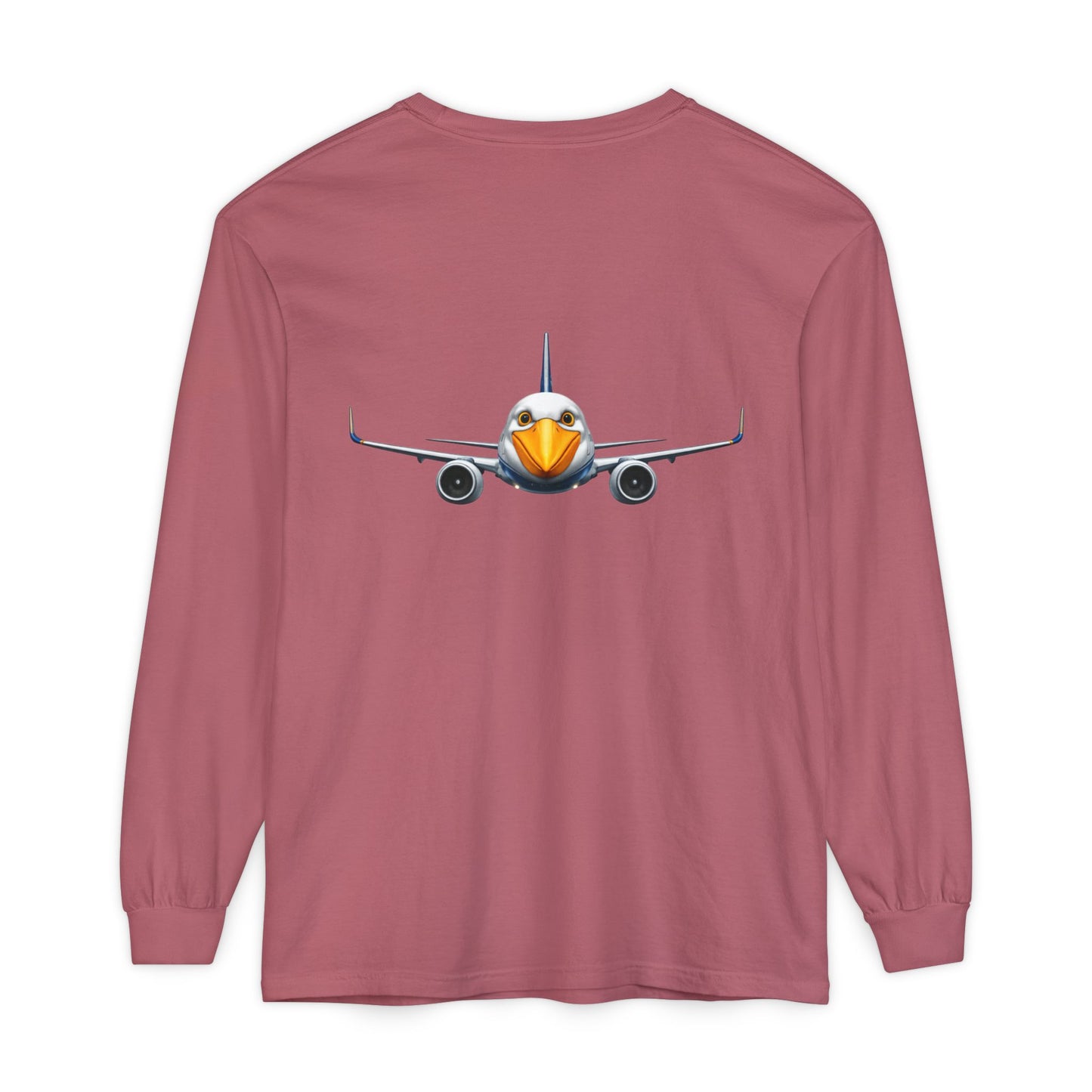Jetstream Plane Long Sleeve Tee — Front Logo & Front-Facing Jet Graphic