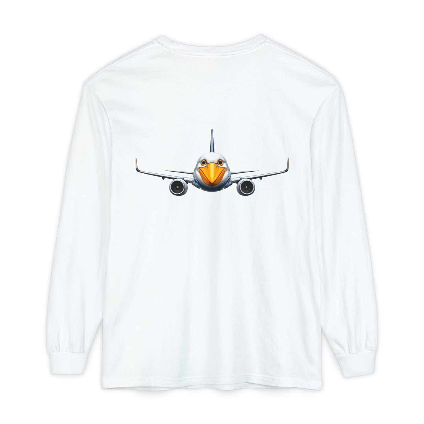 Jetstream Plane Long Sleeve Tee — Front Logo & Front-Facing Jet Graphic