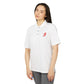 White Performance Polo Shirt with Small Red Script 'J' Chest Logo