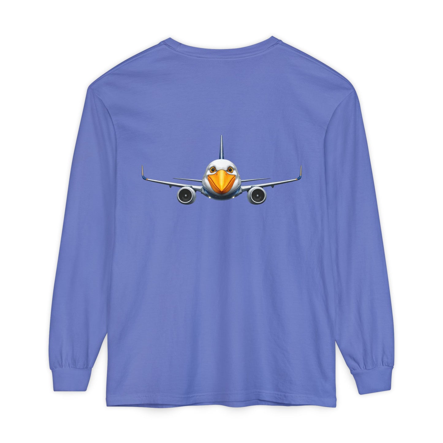 Jetstream Plane Long Sleeve Tee — Front Logo & Front-Facing Jet Graphic