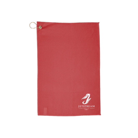 Embroidered Golf Towel with Grommet & Ring — Quick-Dry Waffle Towel for Clubs