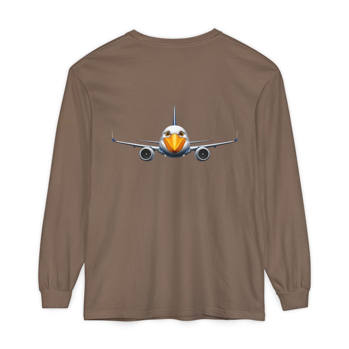 Jetstream Plane Long Sleeve Tee — Front Logo & Front-Facing Jet Graphic