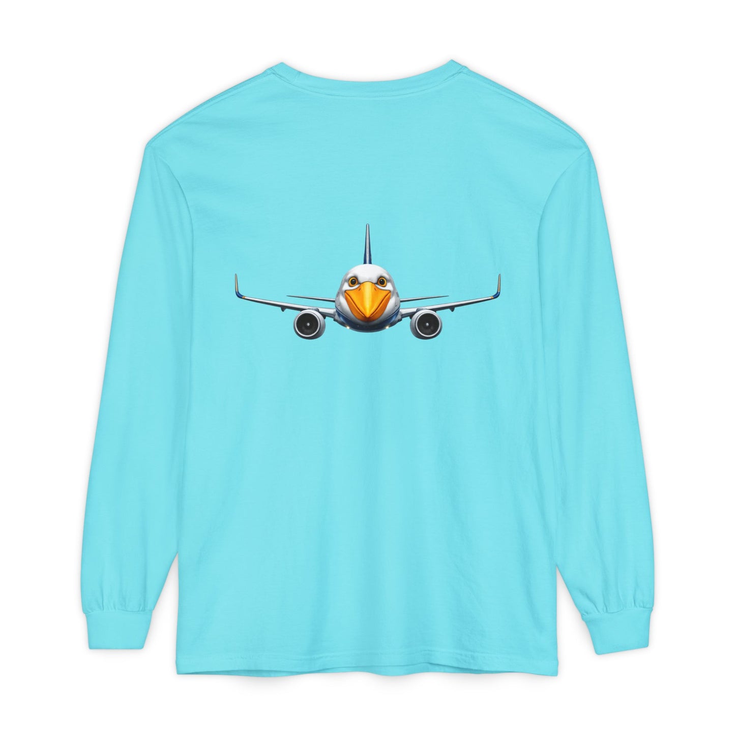 Jetstream Plane Long Sleeve Tee — Front Logo & Front-Facing Jet Graphic