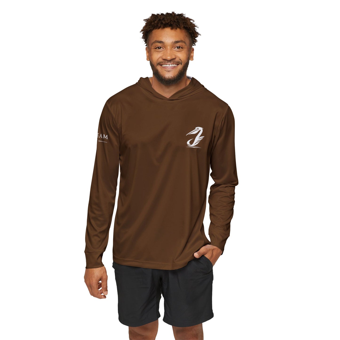 Brown Men's Sports Warmup Hoodie (AOP)