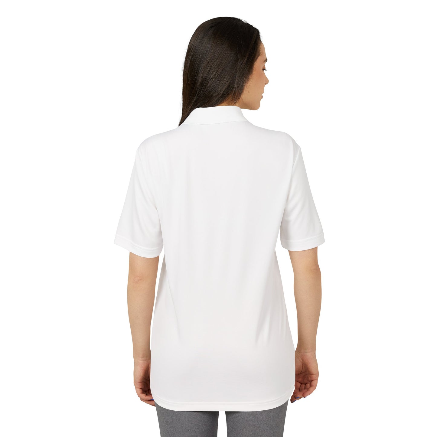 White Performance Polo Shirt with Small Red Script 'J' Chest Logo
