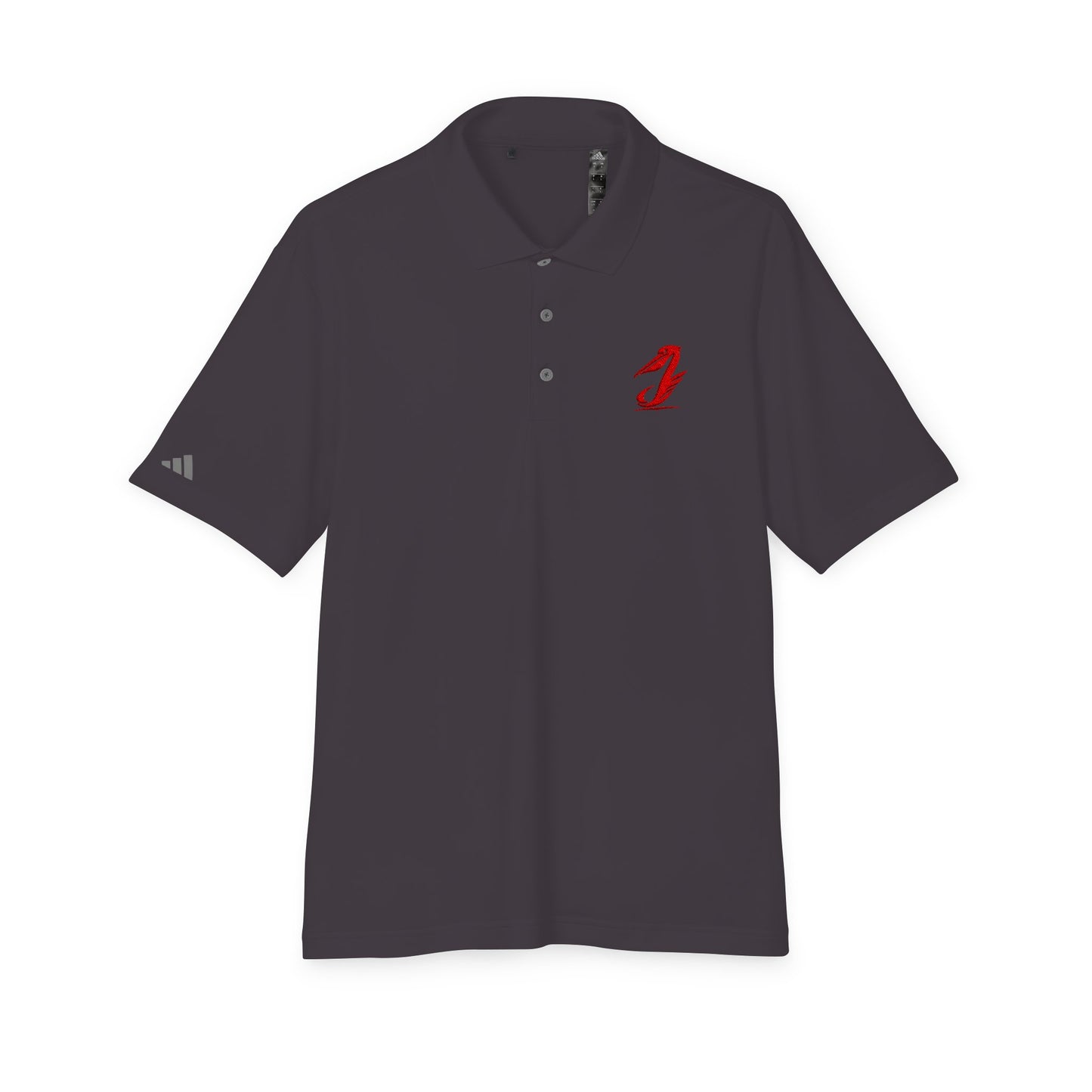 White Performance Polo Shirt with Small Red Script 'J' Chest Logo