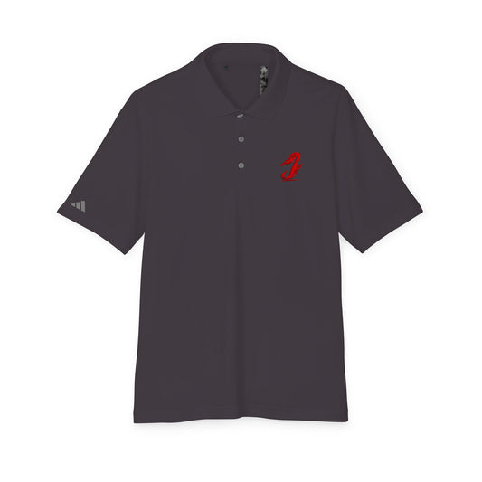 White Performance Polo Shirt with Small Red Script 'J' Chest Logo